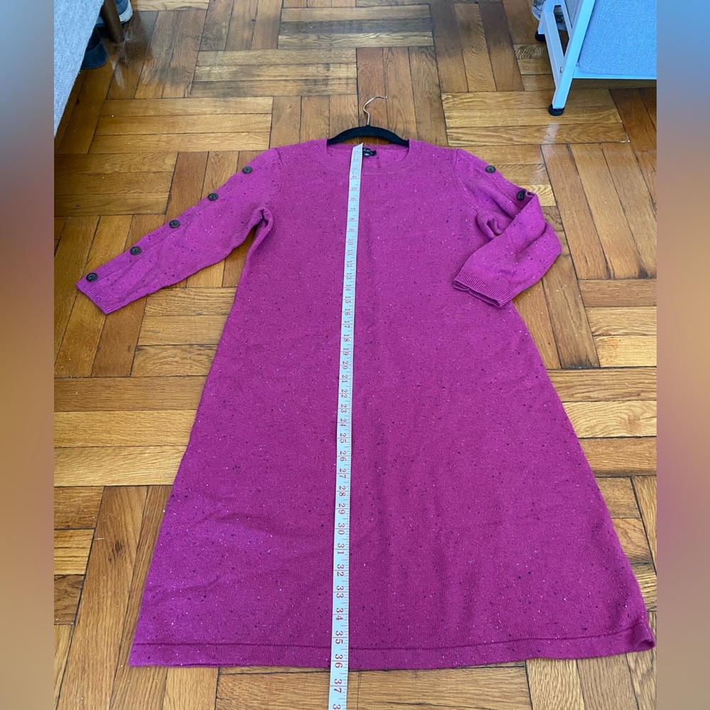 TALBOTS KITTY TWEED SWEATER DRESS BUTTON ACCENT WOMENS SIZE M $149 - Picture 3 of 11